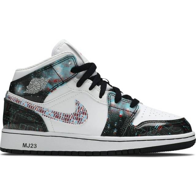 (GS) Air Jordan 1 Mid SE 'Take Flight' BQ6931-114 - White/Bright Crimson/Blue Hero - 5.5Y