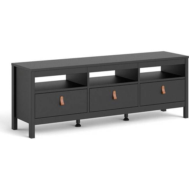 Barcelona TV-Unit 3 Drawers In Matt Black, Black