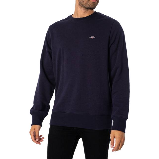 (Navy, XL) Gant Shield Mens Crew Neck Pullover Sweatshirt
