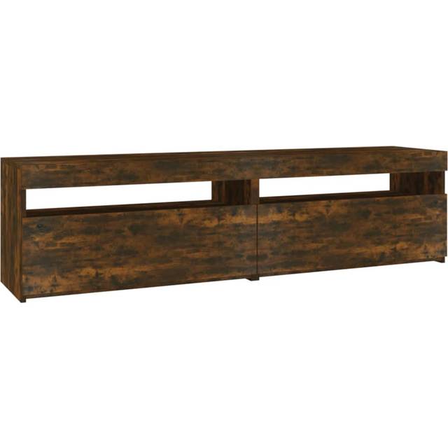 vidaXL TV Cabinet with LED Lights 2 pcs Smoked Oak 75x35x40 cm - Brown
