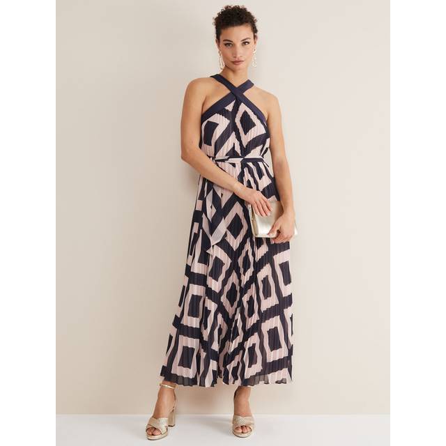 Phase Eight Women's Hestia Diamond Trapeze Maxi Dress - Navy/Pink - 12