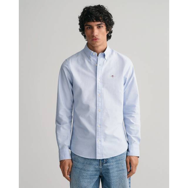 Gant Mens Slim Fit Long Sleeve Oxford Shirt - Blue - Size X-Large