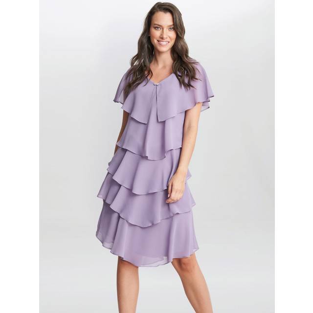 Lilac Bella Georgette Tiered Dress - Purple (12)