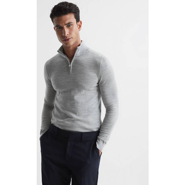 Reiss Blackhall Merino Wool Funnel Neck Half Zip Jumper