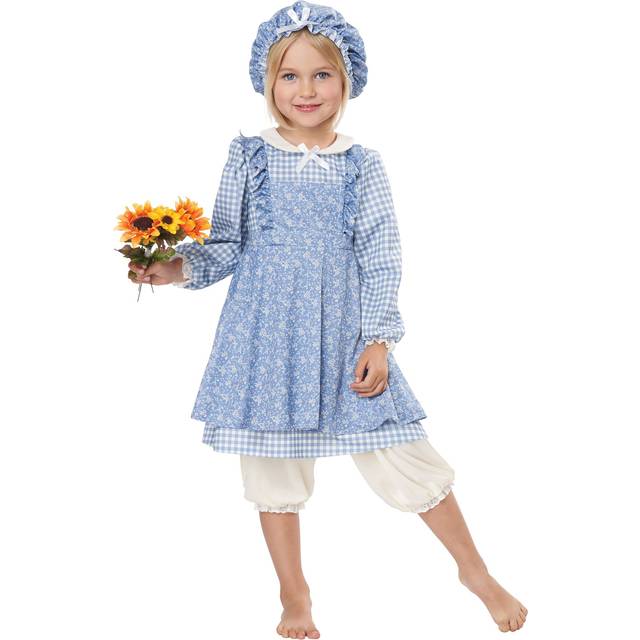Little Pioneer Girl Costume for Toddlers | Historical Costumes - Blue&#47;White (M)
