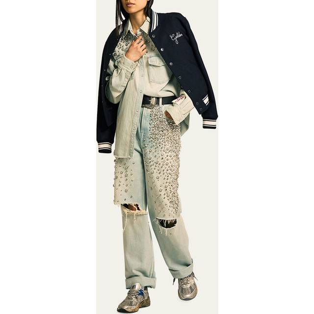 Golden Goose Women's Kim Rhinestone AppliquÃ© Jeans in Denim | Size 26 | GWP00844P000626 Color 50100 (26)
