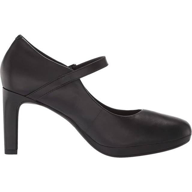 Clarks för kvinnor. 26157784 Ambyr Shine svarta läderskor (37), Hud, 5 till 8 cm, Spänne, Casual - Svart, Läder (37)