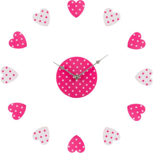 Premier Housewares - Pink and White Heart Plastic diy Wall Clock