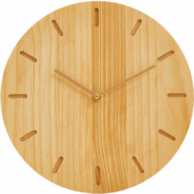 Premier Housewares Vitus Natural Wood Effect Round Wall Clock 35cm - Brown - 35 x 4 x 35cm