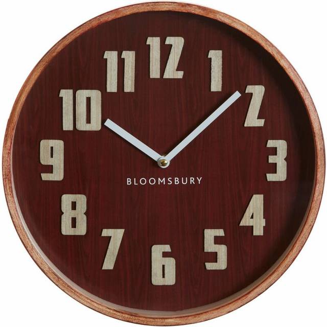 Premier Housewares - Interiors by Premier Red Grain Large Wall Clock, Easy To Read Design Of Clock For Indoor, Versatile And Functional Outdoor Clock