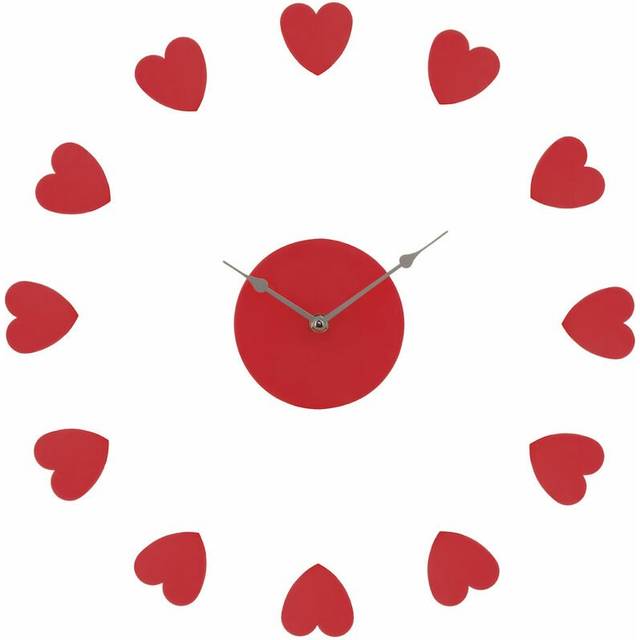 Red Plastic Heart diy Wall Clock - Premier Housewares