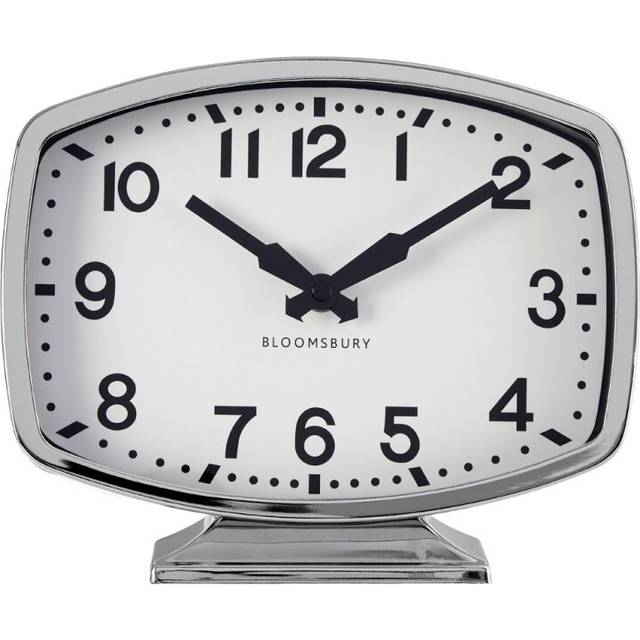 Premier Housewares Bailie Chrome Finish Table Clock 18cm - Silver - 23 x 5 x 18cm