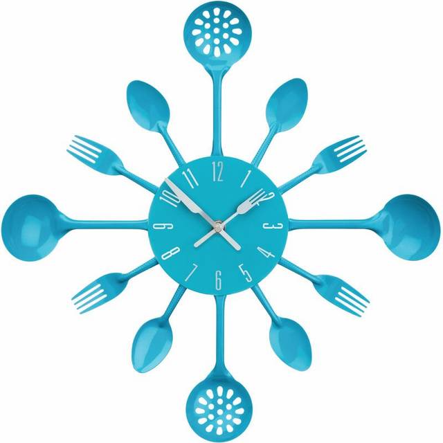 Premier Housewares - Blue Cutlery Metal Wall Clock