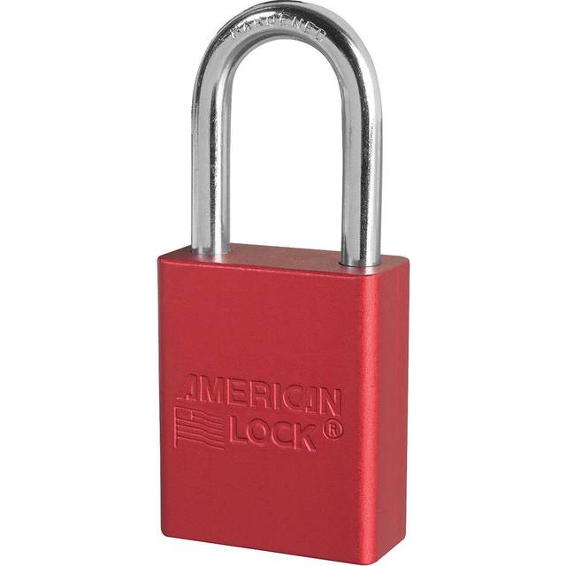 "A1106RED Aluminum Red Safety Padlock with 1/4"" x 1-1/2"" Shackle (Pack of 1)"