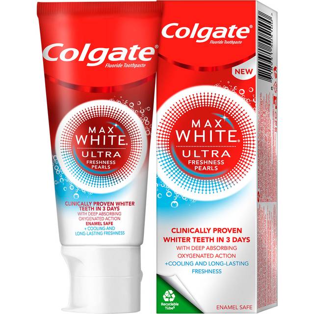 Colgate Max White Ultra Freshness Pearls tandkräm 50 ml | Tandkräm för vitare tänder | långvarig friskhet och tandblekning