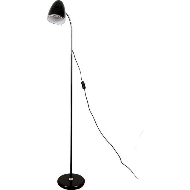 Valuelights - Kuppel Modern Gloss Black and Polished Chrome Metal Adjustable Reading Study Desk Spotlight Floor Lamp