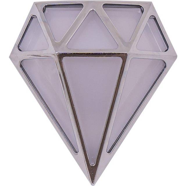 Diamond Single IP44 Rated Bathroom Frosted Integrated LED Wall Light - Metallic Silver - One Size