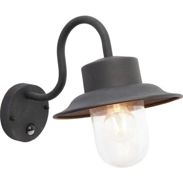 Ip44 outdoor wall lamp black steel fisherman pir lantern porch modern curved