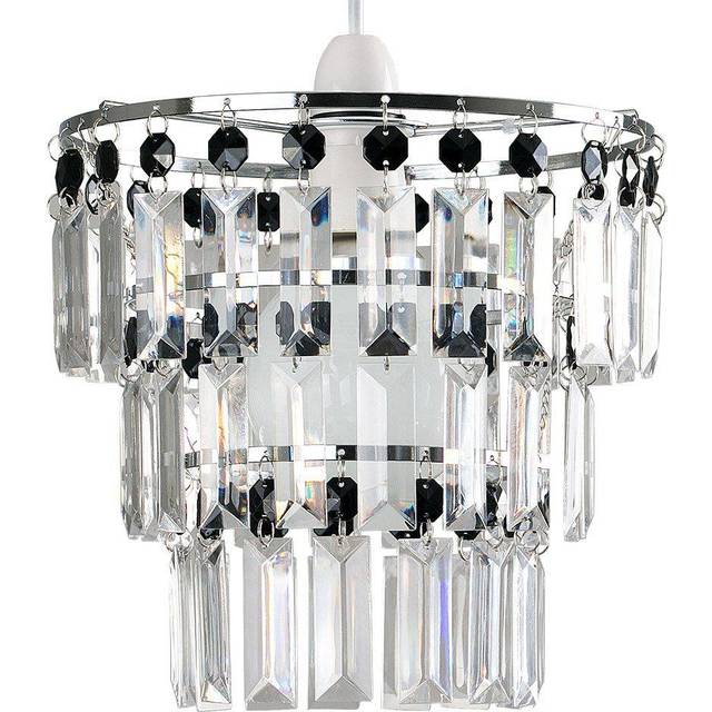 Minisun - Kelsks Modern 3 Tier Ceiling Pendant Light Shade with Black and Clear Acrylic Jewel Effect Droplets