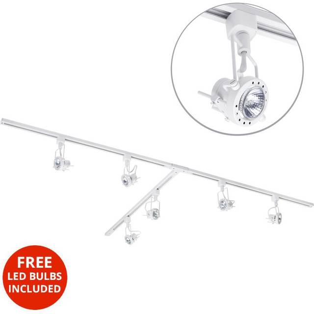 Litecraft 3M T Shape Track With 6 Greenwich Fixture & Bulbs - White
