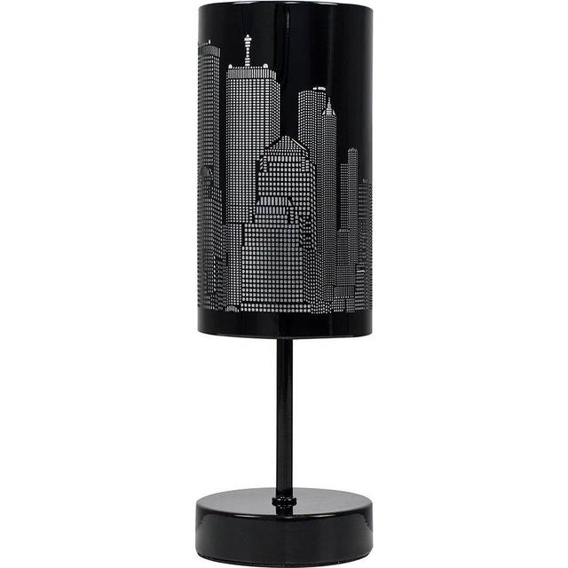 Valuelights - Modern Gloss Black Touch Table Lamp With New York Skyline Shade