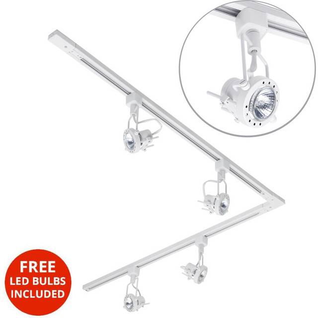 Litecraft 2M L Shape Track With 4 Greenwich Fixture & LED Bulbs White
