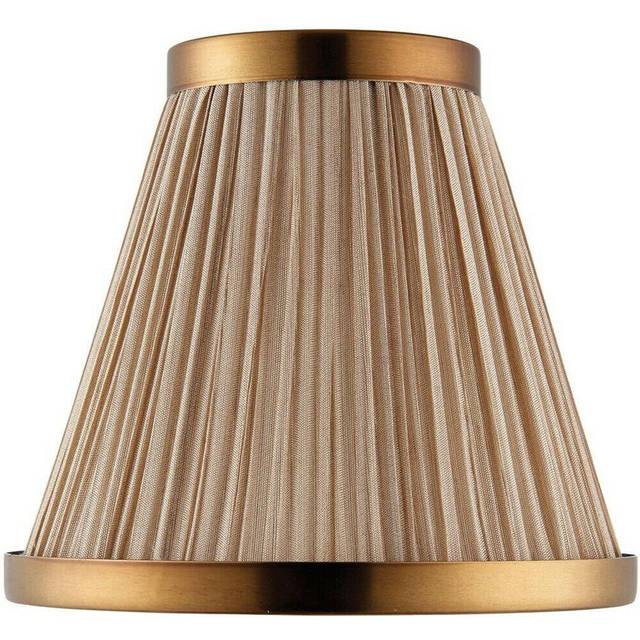 "6"" Luxury Round Tapered Lamp Shade Beige Pleated Organza Fabric & Antique Brass"