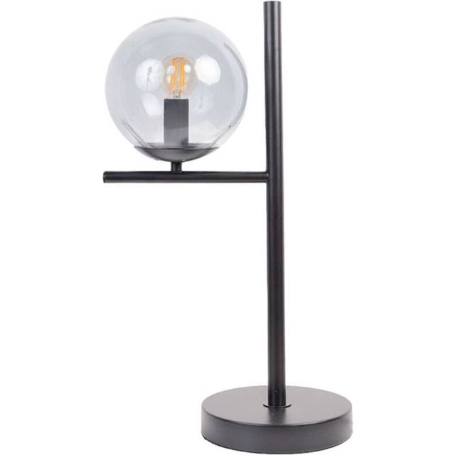 Valuelights - Clarke Industrial Style Matt Black Metal Bedside Table Lamp with Smoked Glass Shade