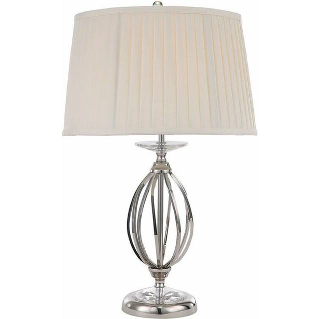 Table Lamp Ivory Shade Cut Glass Droplets Metal Base Polished Nickel LED E27 60W