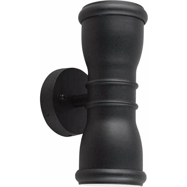 Outdoor IP44 Twin Wall Light Sconce Black LED GU10 7W Bulb External d01128