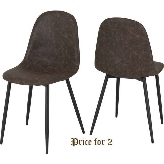 Seconique Athens Set of 2 Brown PU Leather Dining Chair
