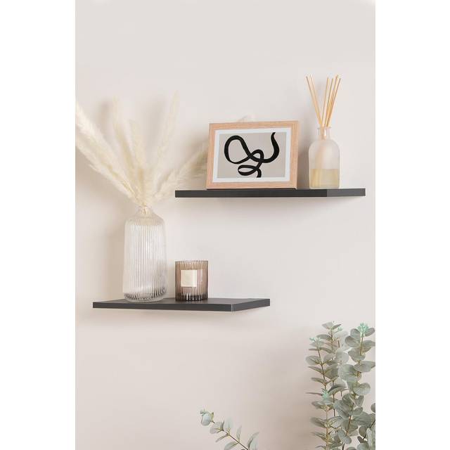 Ohs set of 2 floating wall shelves home decor mounted display unit shelf storage