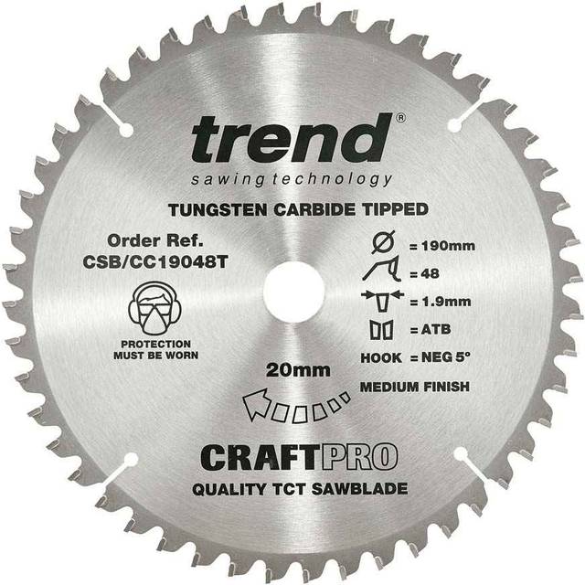 Trend Craft Anti Kickback Thin Kerf Circular Saw Blade 190mm 48T 20mm