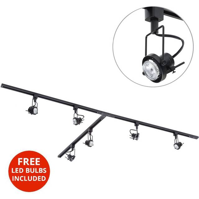 Litecraft 3M T Shape Track With 6 Greenwich Fixtures & Bulbs Black
