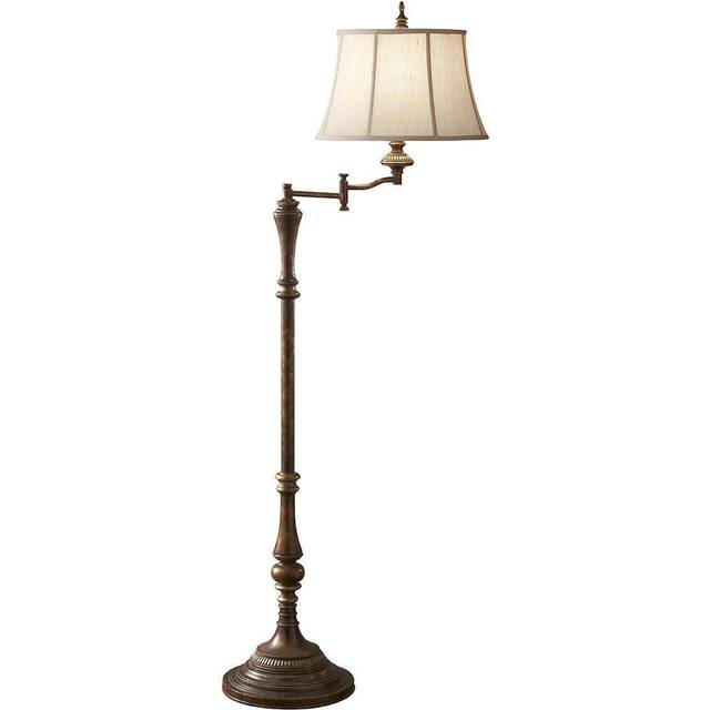 Floor lamp multi direction moveable swing arm desert linen fabric led e27 60w
