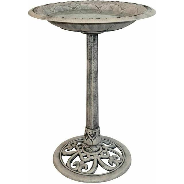 Stone Effect Plastic Pedestal Free Standing Wild Bird Bath Outdoor Garden Feeder