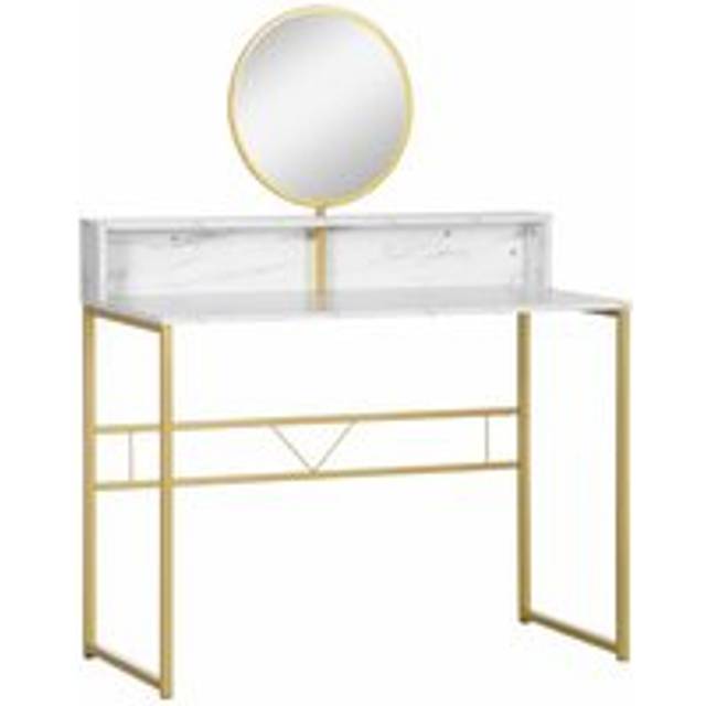 HOMCOM Dressing Table Vanity Makeup Desk W/ Faux Marble and Steel Frame White | TJ Hughes