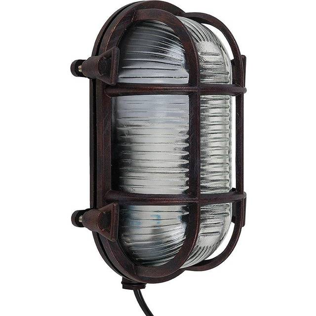 Minisun - Bow IP64 Rated Oval Rust Effect Nautical Design Frosted Lens Outdoor Wall Light
