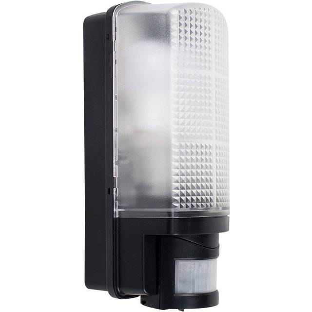 Modern IP44 Rated Outdoor Heavy Duty Black Plastic PIR Motion Sensor Bulkhead Security Wall Light
