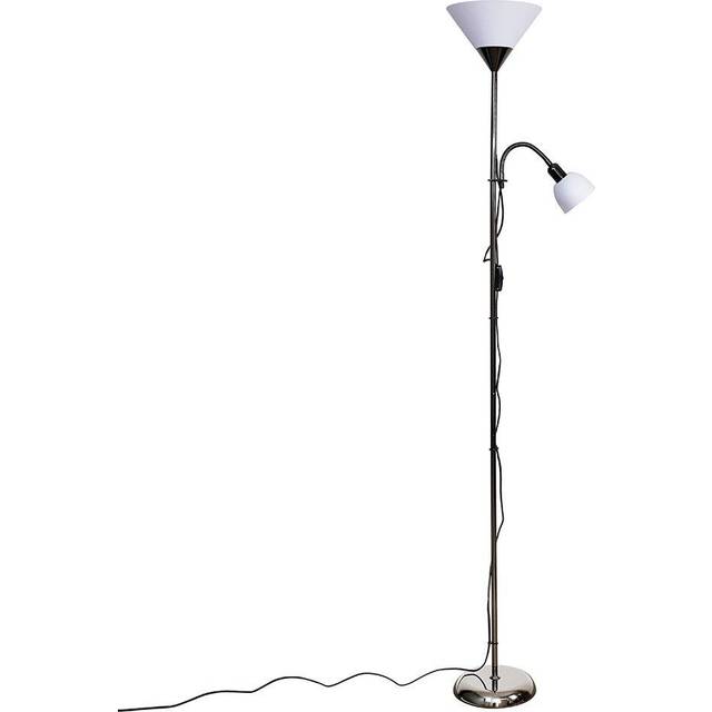 Modern Black Brushed Chrome 2 Way Mother/Father Parent & Child Uplighter and Spotlight Design Floor Lamp