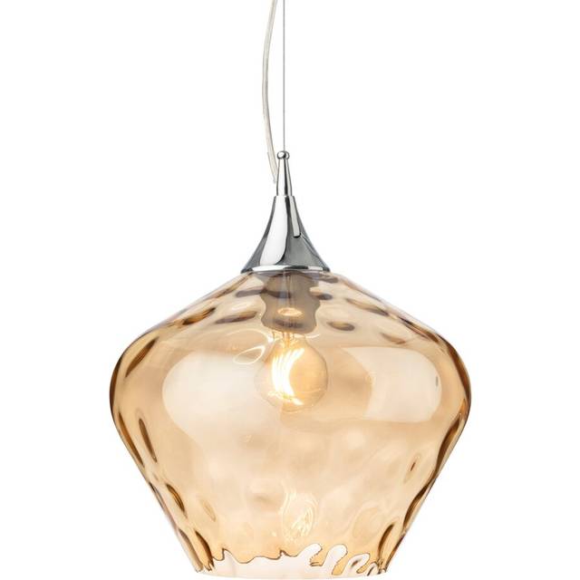 Firstlight Titan Decorative-Wave Style 30cm Pendant Light in Chrome and Amber Glass