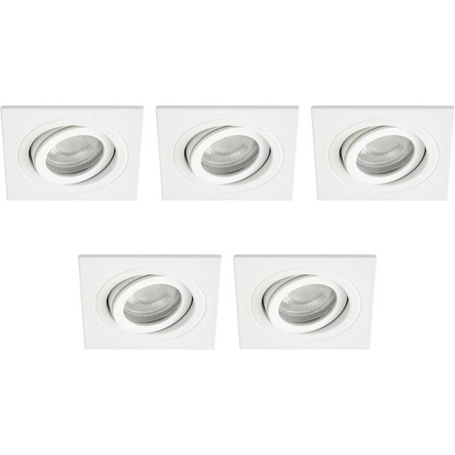 (5 Pack) Litecraft Square Tiltable Recessed Downlight White