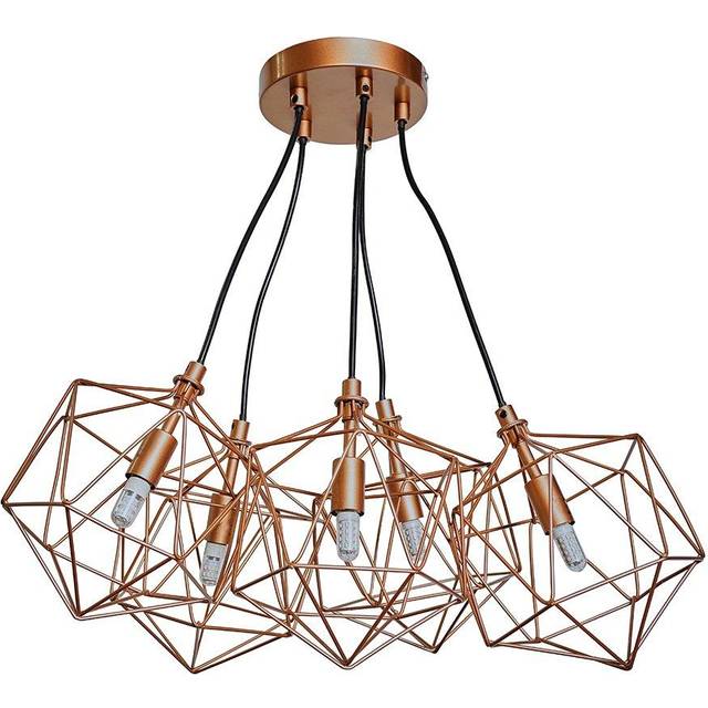 Minisun - Jerome Industrial 5 Way Geometric Copper Wire Basket Cage Ceiling Pendant Light Fitting