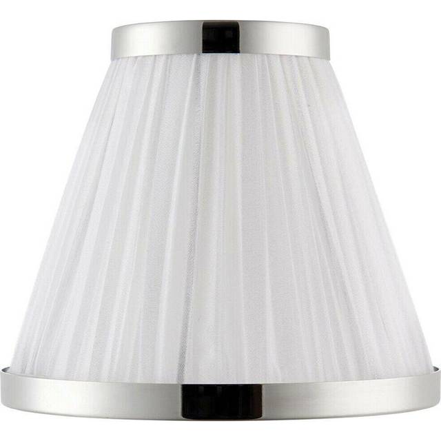 "8"" Luxury Round Tapered Lamp Shade White Pleated Organza Fabric & Bright Nickel"