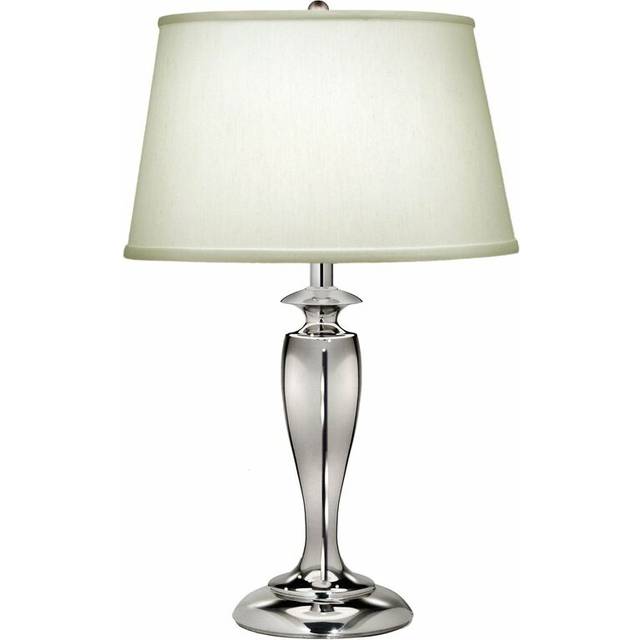 Table Lamp Zinc Cast Pearl Supreme Satin Shade Polished Nickel LED E27 60W