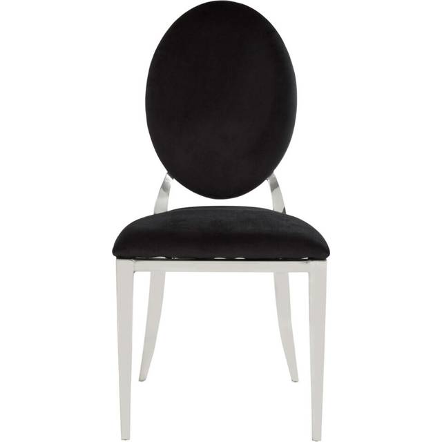 Sarita Stackable Dining Chair - Wood/Metal/Synthetic/Textile - L55 x W47 x H92 cm - Black/Silver