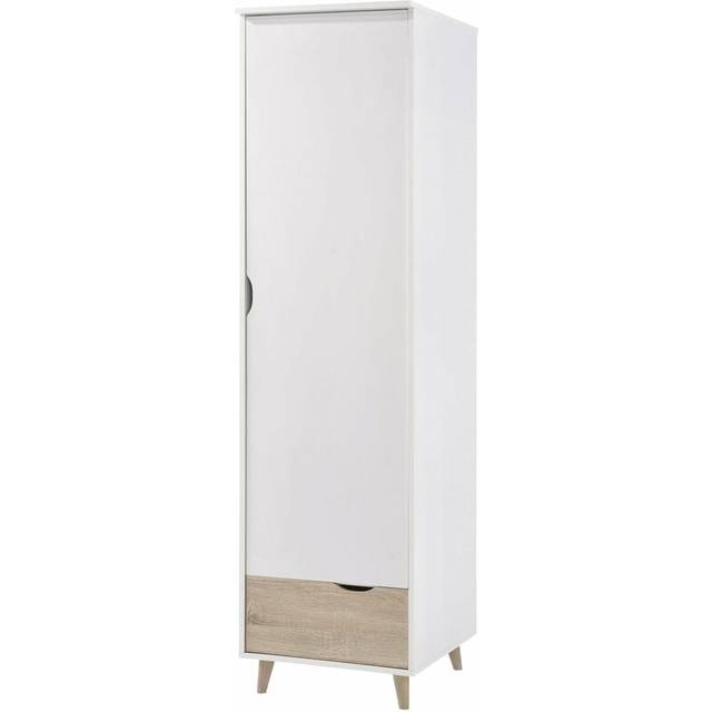 Stockholm 1 Door Wardrobe-Oak - White - One Size - LPD Furniture