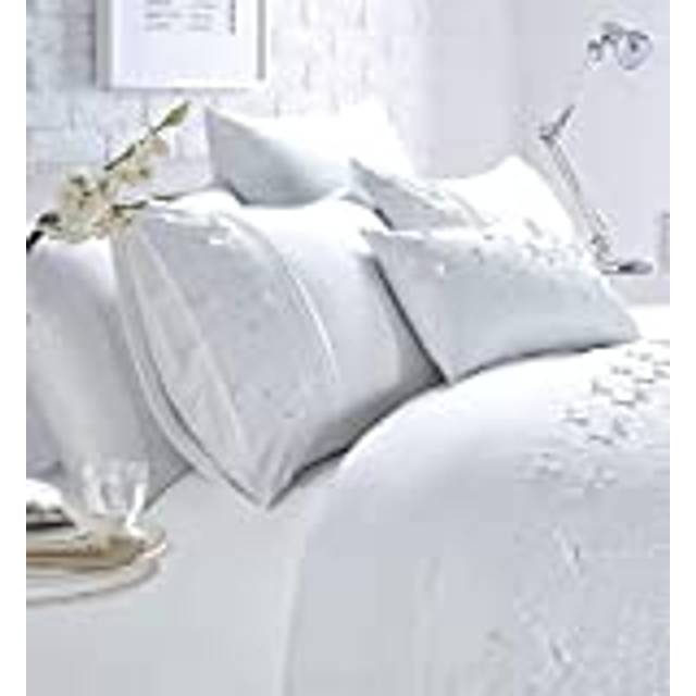 Belle Maison Papillion White Luxury Embroidered Butterfly Single Duvet Cover Set