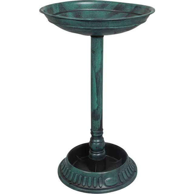 St Helens Standing Pedestal Bird Bath - Green - 4.9x6.9x12.5cm