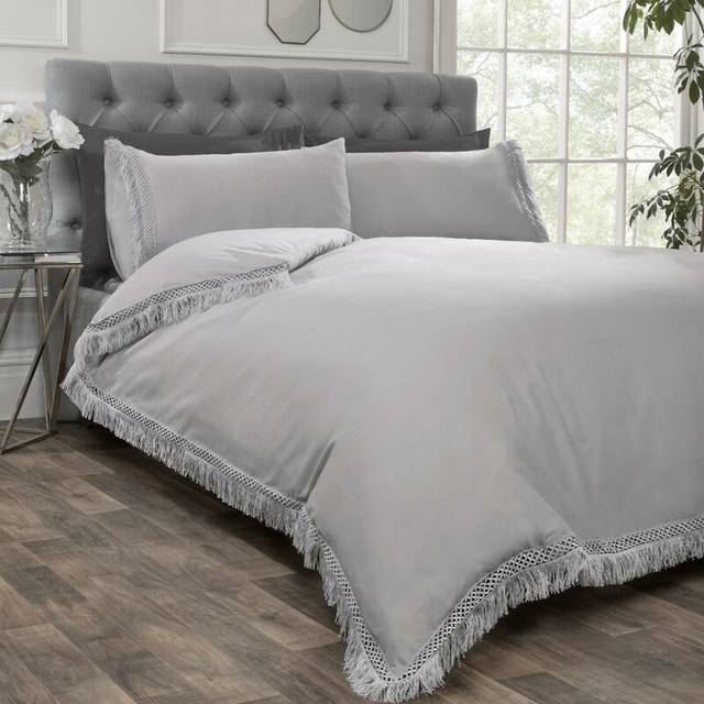 Rapport Home Single Tia Trellis Duvet Set - Silver, Silver